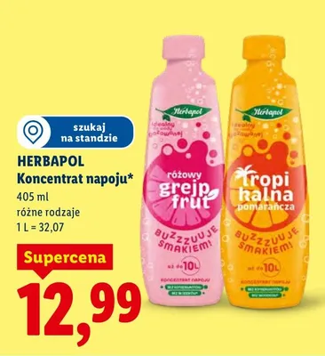 Koncentrat napoju różowe grejpfrut lub tropi kalna pomarańcza promocja w Lidl