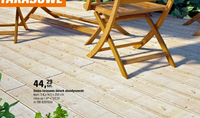 Deska tarasowa świerk skandynawski promocja w OBI