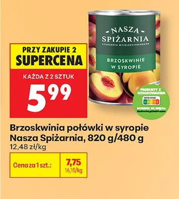 Brzoskwinia połówki w syropie Nasza Spiżarnia promocja w Biedronka