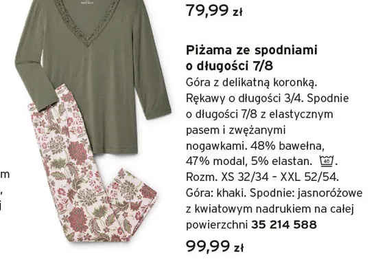Piżama damska ze spodniami o długości 7/8 Tchibo promocja w Tchibo