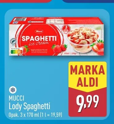 Lody Spaghetti Mucci 3-pak promocja w Aldi