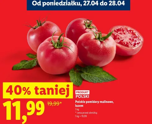 Pomidory malinowe polskie luzem promocja w Lidl