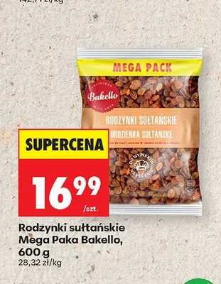 Rodzynki sułtańskie Mega Paka Bakello 600g promocja w Biedronka