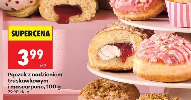Pączek z nadzieniem truskawkowym i mascarpone promocja w Biedronka