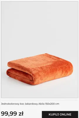 Jednokolorowy koc żakardowy Abila 150x200 cm promocja w home&you