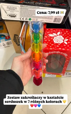Zestaw zakreślaczy w kształcie serc 7 szt. promocja w Dino