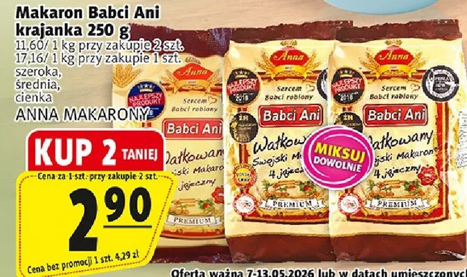 Makaron Babci Ani krajanka średnia Anna Makarony promocja w Prim Market