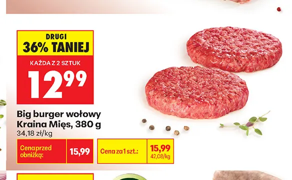 Big burger wołowy Kraina Mięs promocja w Biedronka