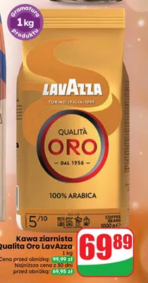 Kawa ziarnista Qualita Oro LavAzza promocja w Dino