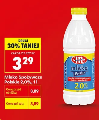 Mleko spożywcze Polskie 2,0% Mlekovita promocja w Biedronka