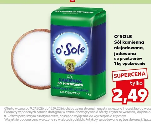 Sól kamienna jodowana do przetworów O'Sole promocja w Kaufland