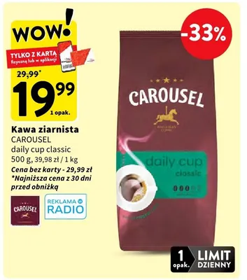 Kawa ziarnista daily cup classic promocja w Intermarche