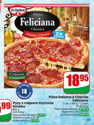Pizza Salame e Chorizo Feliciana Dr. Oetker 2-pak promocja w Dino