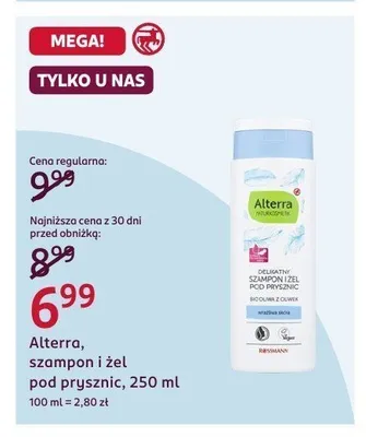 Szampon i żel pod prysznic Alterra Bio Oliwa z Oliwek promocja w Rossmann