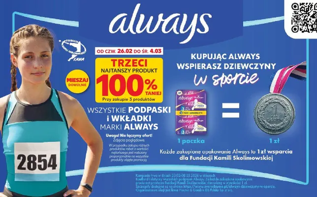 Podpaski i wkładki różne rodzaje promocja w Kaufland