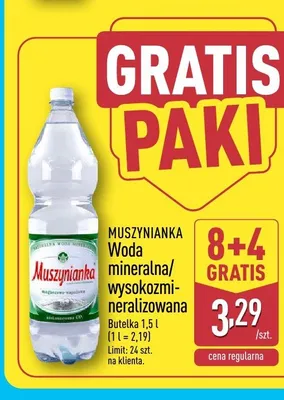 Woda mineralna wysokozmineralizowana Muszynianka promocja w Aldi