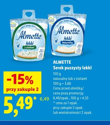 Serek puszysty lekki z ziołami Almette promocja w Lidl