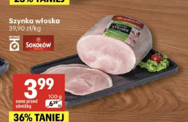 Szynka włoska Sokołów promocja w Delikatesy Centrum