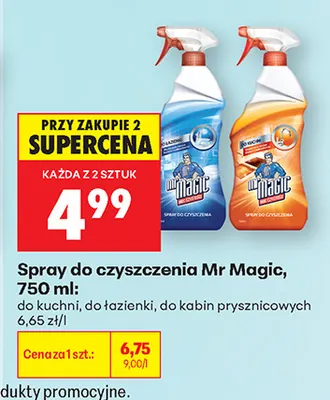 Spray do czyszczenia do kabin prysznicowych Mr Magic promocja w Biedronka