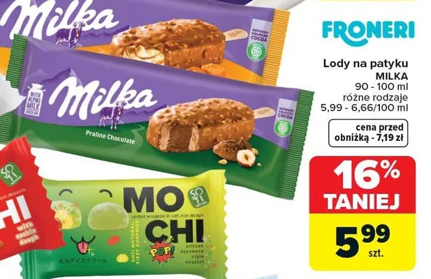 Lody Mochi różne rodzaje promocja w Carrefour Market