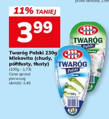 Twaróg Polski chudy, półtłusty, tłusty Mlekovita promocja w Hitpol