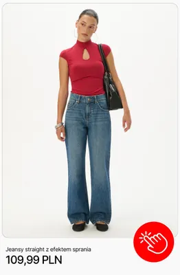 Jeansy straight z efektem sprania Cropp promocja w Cropp