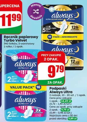 Ręcznik papierowy Turbo Velvet super mocny 3-warstwowy promocja w Dino