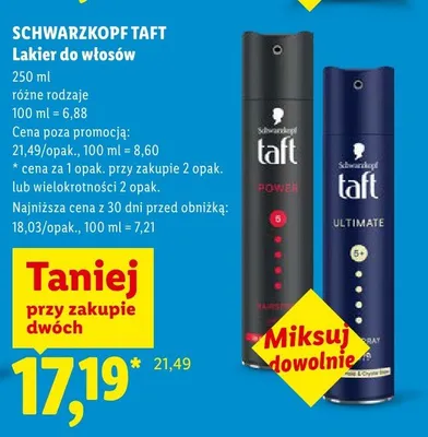 Lakier do włosów Schwarzkopf Taft Ultimate promocja w Lidl