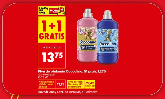 Płyn do płukania Coccolino Perfume & Care Honeysuckle & Sandalwood promocja w Biedronka