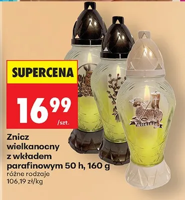 Znicz wielkanocny z wkładem parafinowym różne rodzaje promocja w Biedronka