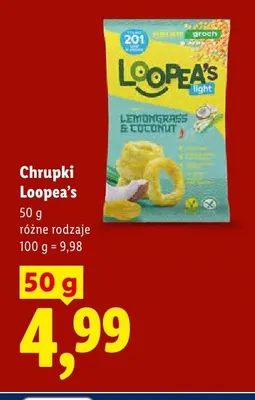 Chrupki z grochu Lemongrass & Coconut Loopea's promocja w Lidl