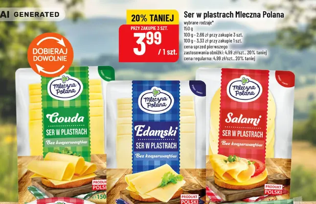 Ser salami w plastrach Mleczna Polana promocja w POLOmarket