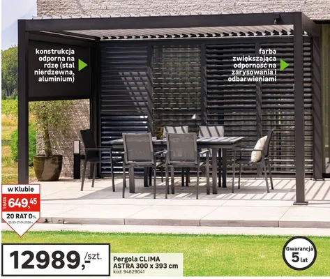 Pergola CLIMA ASTRA 300 x 393 cm promocja w Leroy Merlin