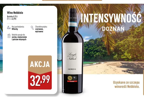 Wino Nebbiolo Heredis promocja w Aldi