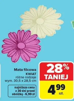 Mata filcowa kwiat różne rodzaje wym. 30,5 x 28,5 cm promocja w Carrefour