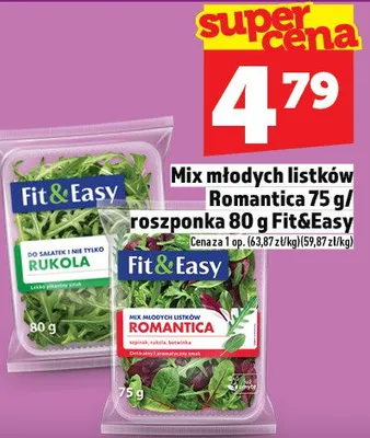 Mix młodych listków Romantica 75 g / roszponka 80 g Fit&Easy promocja w TOPAZ