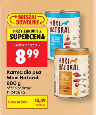 Karma dla psa Maxi Natural jagnięcina i wołowina z burakiem promocja w Biedronka