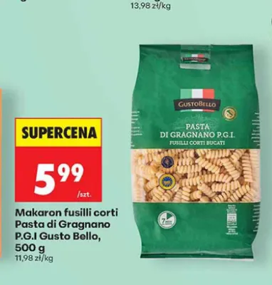 Makaron fusilli corti Pasta di Gragnano P.G.I. Gusto Bello promocja w Biedronka