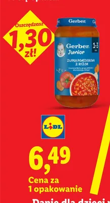 Danie dla dzieci Gerber Junior zupa pomidorowa z ryżem promocja w Lidl