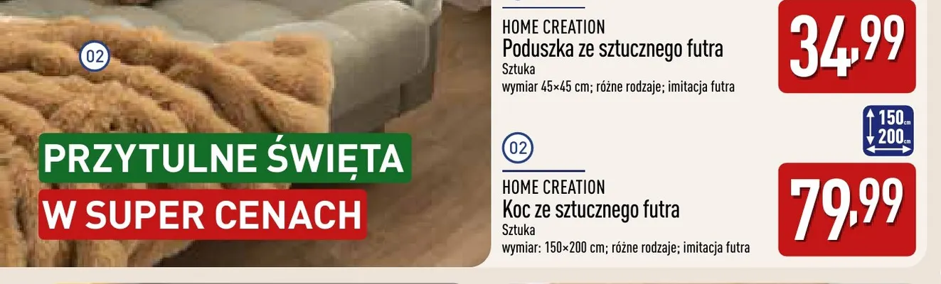 Koc ze sztucznego futra 150x200 cm Home Creation promocja w Aldi