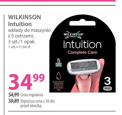 Wkłady do maszynki Wilkinson Sword Intuition Complete Care promocja w Hebe