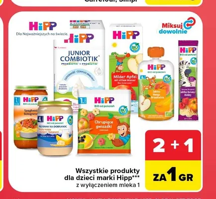 Mus w tubce Hipp Jabłko-Banany-Maliny promocja w Carrefour