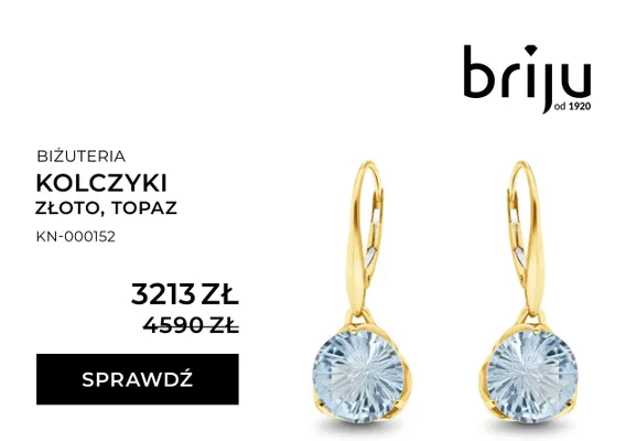 Kolczyki złoto, topaz promocja w Briju