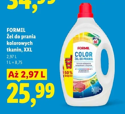 Żel do prania kolorowych tkanin Formil Color XXL promocja w Lidl
