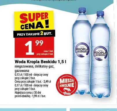 Woda niegazowana Kropla Beskidu promocja w Twój Market