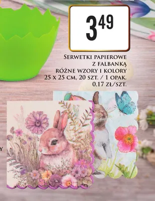 Serwetki papierowe z falbanką różne wzory i kolory Dino promocja w Dino