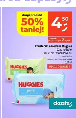Chusteczki nawilżane Huggies Natural Care promocja w Dealz