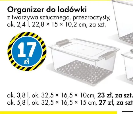 Organizer do lodówki 2,4 l promocja w Tedi