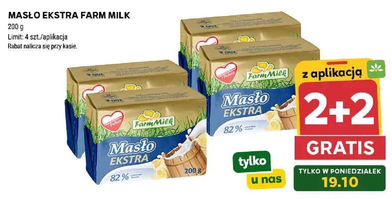 Masło ekstra Farm Milk promocja w Stokrotka