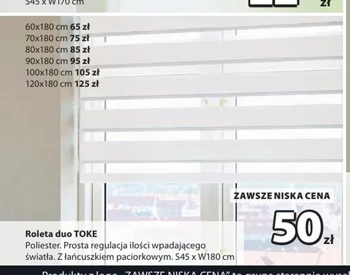 Roleta duo Toke 120x180 cm promocja w Jysk